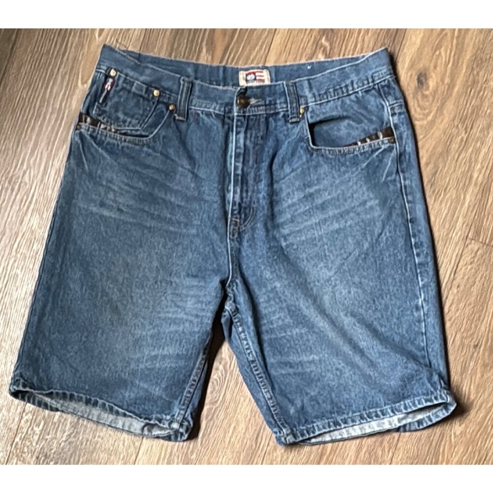 Vintage‎ Phat Farm Shorts Men’s Blue Denim Embroidered Back Pocket, 36x10 tag 36